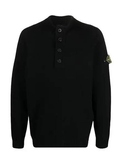 Wappen Patch Button Knit Top Black - STONE ISLAND - BALAAN 2