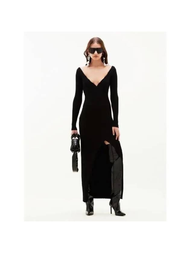 Courreges black slit rib knit dress 422MRO152FI0001 9999 - COURREGES - BALAAN 2