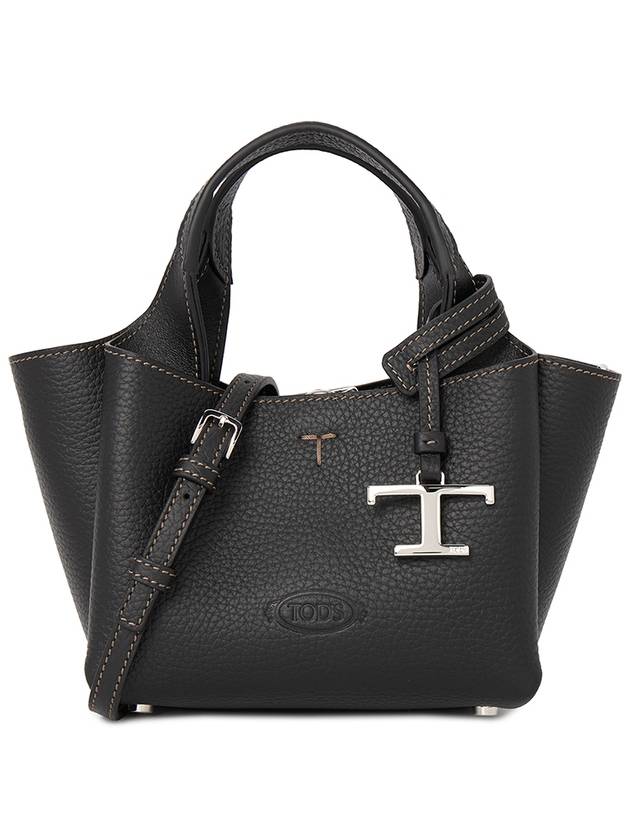 Micro Leather Tote Bag Black - TOD'S - BALAAN 2