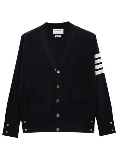 Men's Sustainable Classic Diagonal Wool Cardigan Navy - THOM BROWNE - BALAAN 2