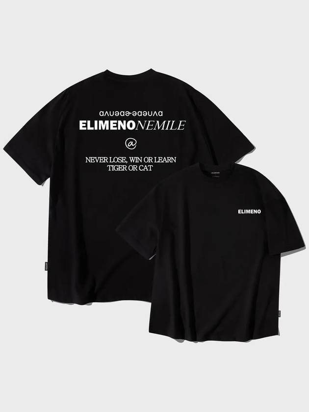 EL Noirvo Lettering Overfit Short Sleeve T-Shirt Black - ELIMENO - BALAAN 1