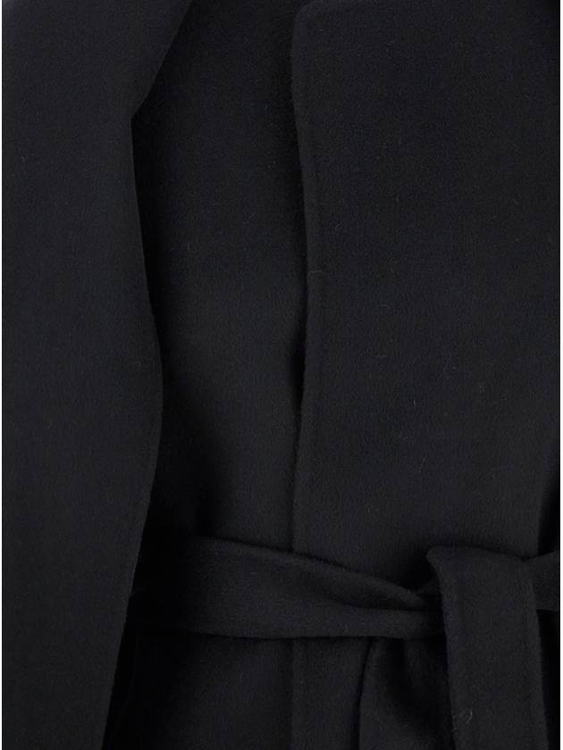 Long Double-Breasted Black Coat With Tie-Up Collar In Heavy Fabric Woman - P.A.R.O.S.H. - BALAAN 5