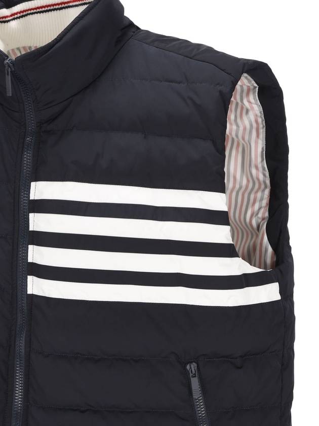 4 Bar Poly Twill Down Vest Navy - THOM BROWNE - BALAAN 4