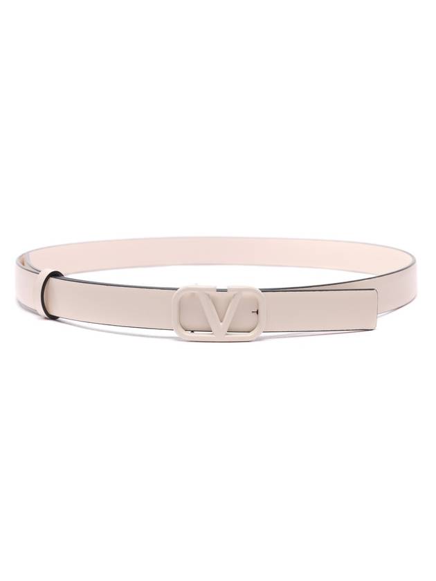 V Logo Signature 20 mm Shiny Calfskin Belt Pink - VALENTINO - BALAAN 1