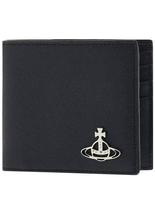 Vegan Biogreen Saffiano Billfold Half Wallet Black - VIVIENNE WESTWOOD - BALAAN 2