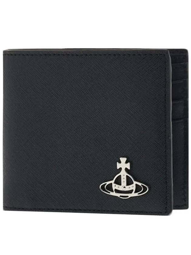 Vegan Biogreen Saffiano Billfold Half Wallet Black - VIVIENNE WESTWOOD - BALAAN 3