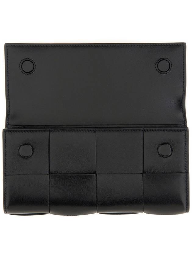 Cassette Flap Leather Long Wallet Black - BOTTEGA VENETA - BALAAN 4