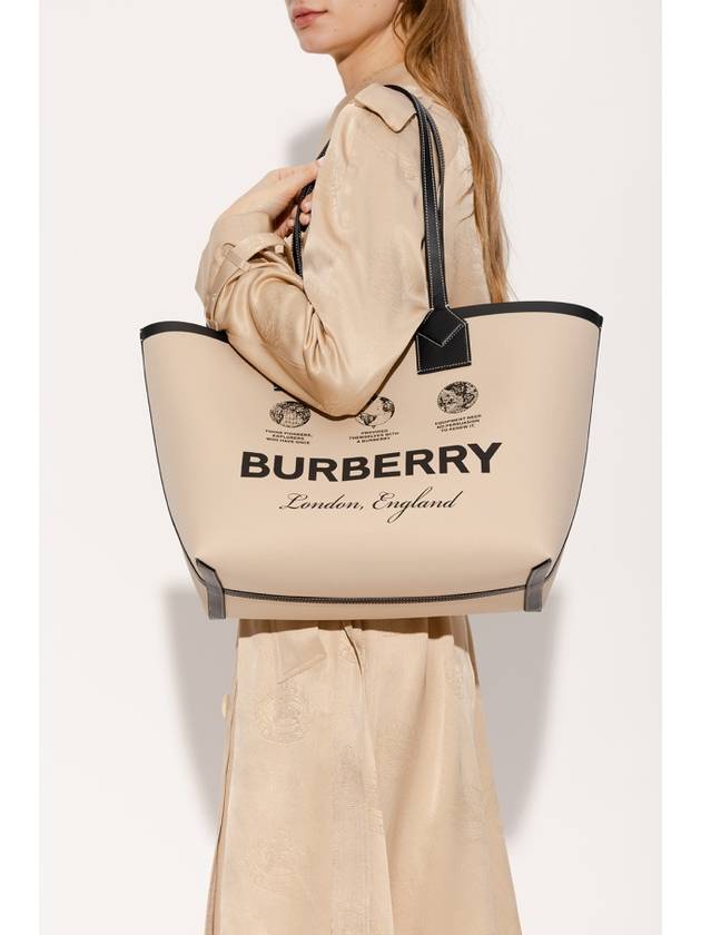 Label Print Medium London Cotton Tote Bag Beige - BURBERRY - BALAAN 3