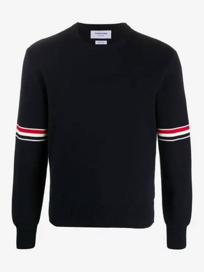 Men's Milan Stitch Armband Crew Neck Knit Top Navy - THOM BROWNE - BALAAN 2