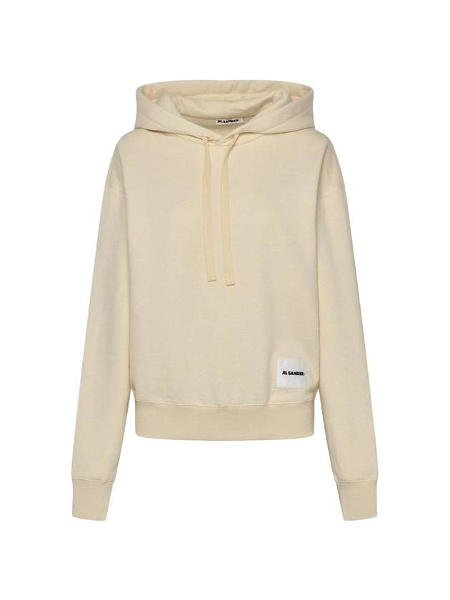 Logo Patch Cotton Hooded Top Beige - JIL SANDER - BALAAN 1