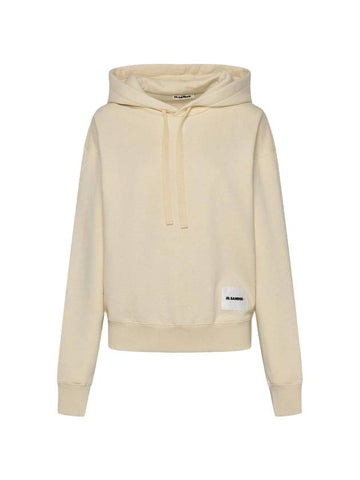 Logo Patch Cotton Hooded Top Beige - JIL SANDER - BALAAN 1