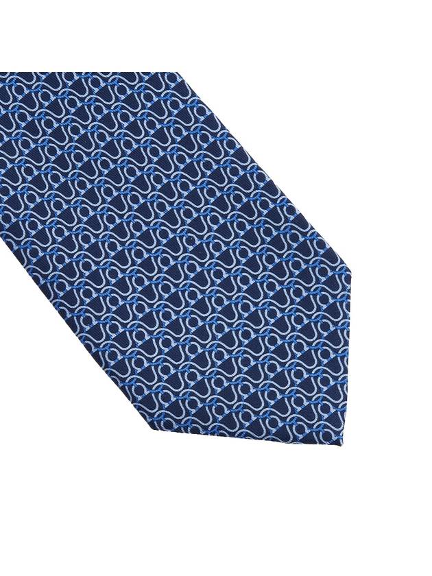 Gancini Print Silk Tie Blue Marine - SALVATORE FERRAGAMO - BALAAN 6