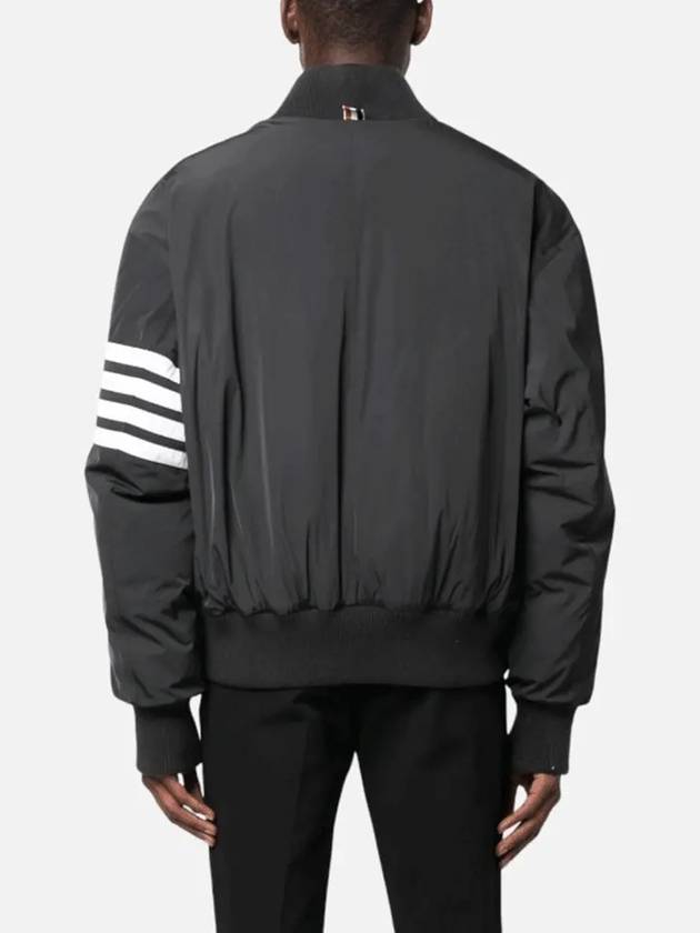 Poly Twill 4-Bar Oversized Knit Down Bomber Jacket Charcoal - THOM BROWNE - BALAAN 3