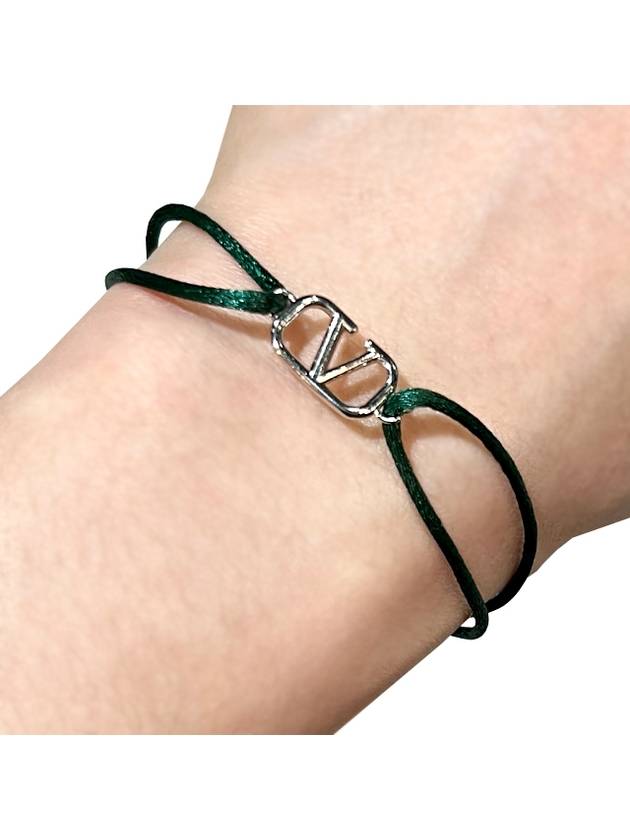 V Logo Signature Cotton Bracelet Green - VALENTINO - BALAAN.