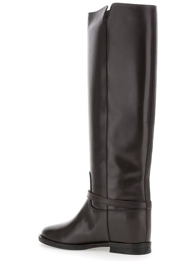 Brown Knee Boots With Logo Pendant In Leather Woman - VIA ROMA 15 - BALAAN 3