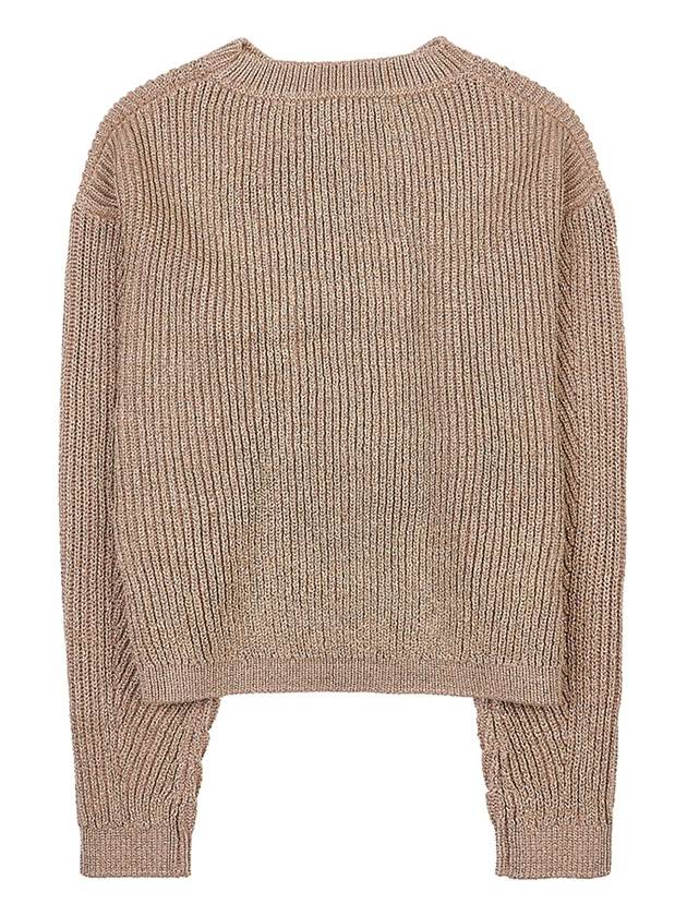 Editto Rib Knit Lurex Yarn Knit Top Beige - MAX MARA - BALAAN 3