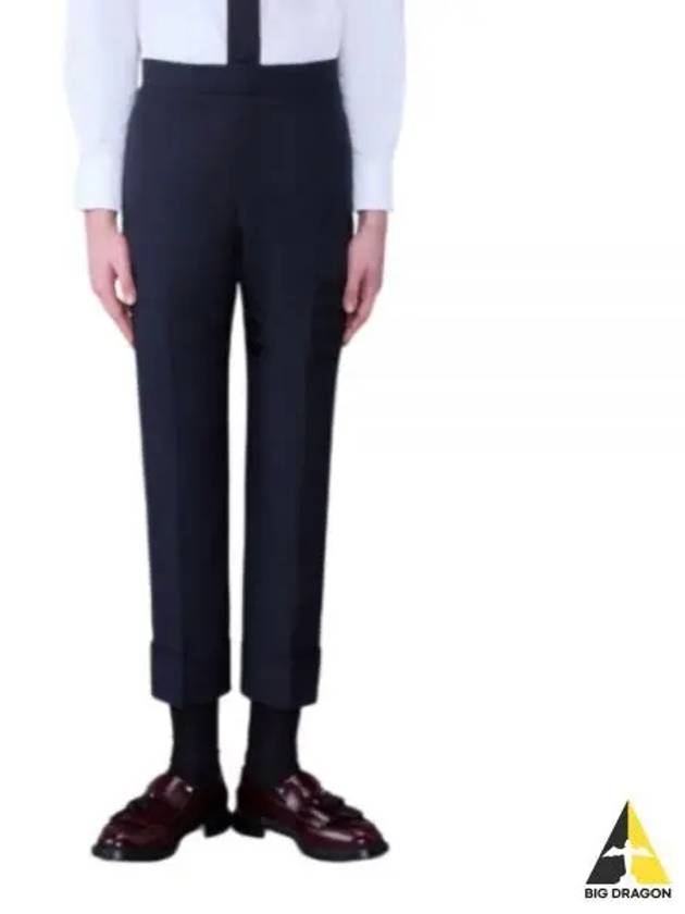 Diagonal Plain Weave Classic Wool Slacks Navy - THOM BROWNE - BALAAN 2