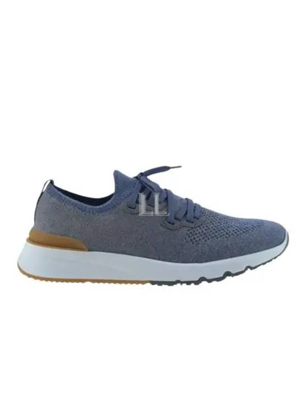 Stretch Knit Low Top Sneakers Blue - BRUNELLO CUCINELLI - BALAAN 2