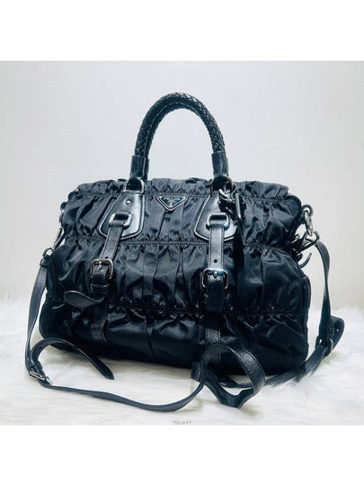 BN1336 Goffre Black Tote Bag Shoulder - PRADA - BALAAN 2