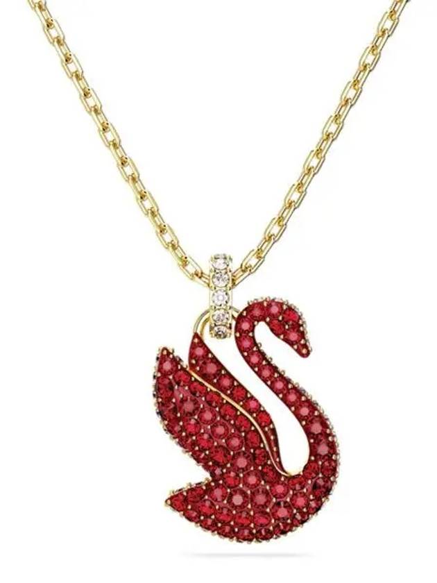 Iconic Swan Medium Pendant Necklace Red Gold - SWAROVSKI - BALAAN 2