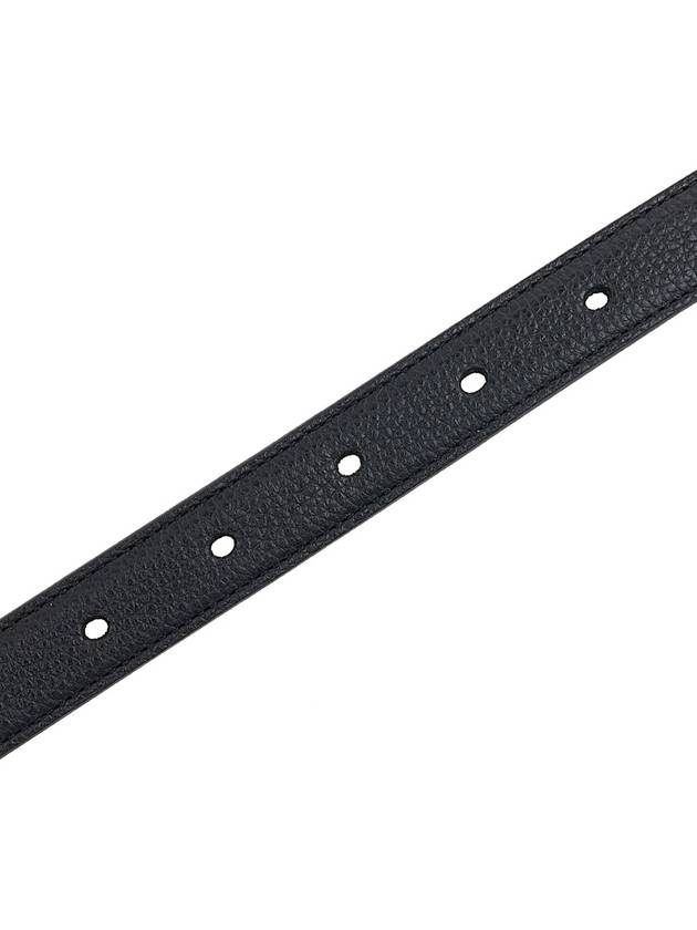 Cassandre Grained Leather Square Buckle Thin Belt Black - SAINT LAURENT - BALAAN 10