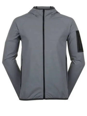 Stretch Water Repellent Hooded Jacket Grey - HUGO BOSS - BALAAN 1