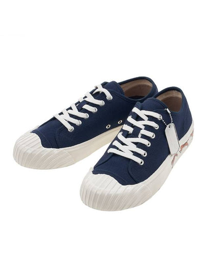 Lace Up Canvas Low Top Sneakers Blue - KENZO - BALAAN 2