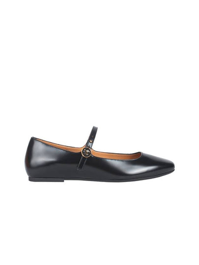 T Logo Mary Jane Flat Black - TOD'S - BALAAN 2