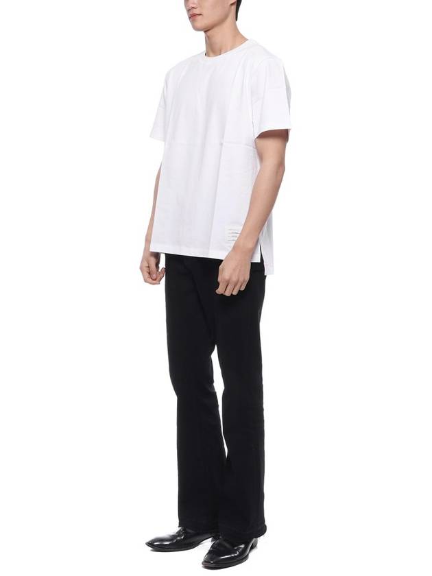 Men's Side Slit Relaxed Short Sleeve T-Shirt White - THOM BROWNE - BALAAN 5