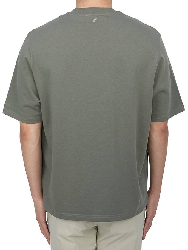 Logo Cotton Short Sleeve T-Shirt Grey - AMI - BALAAN 4