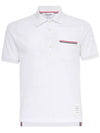 Men's Three Stripes Pocket Mercerized Short Sleeve Polo Shirt White - THOM BROWNE - BALAAN 3