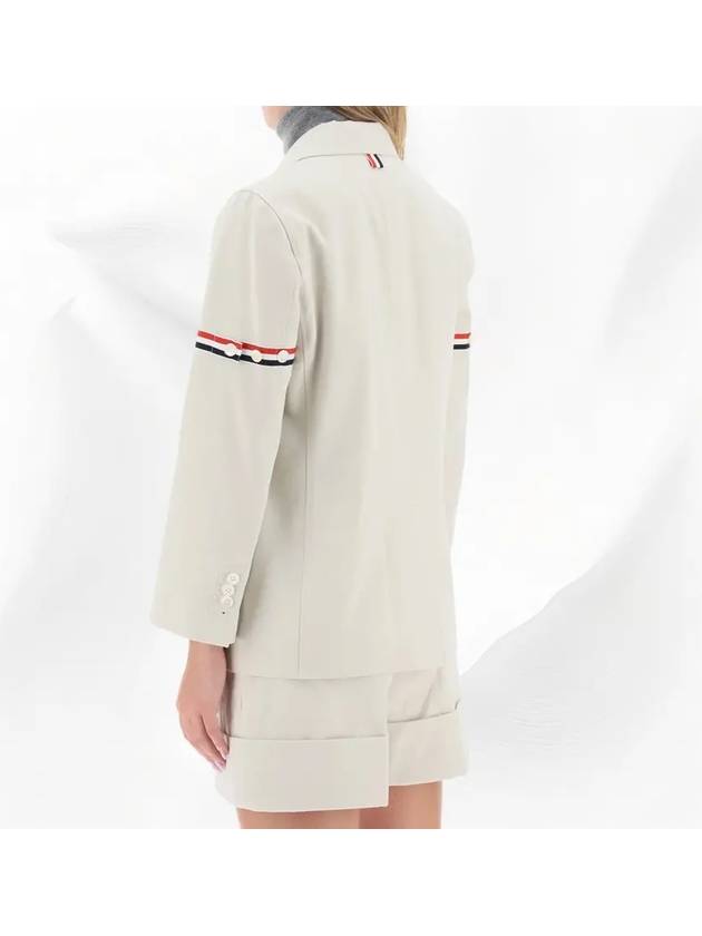 Women's RWB Tab Crop Sleeve Blazer Jacket Natural White - THOM BROWNE - BALAAN 5