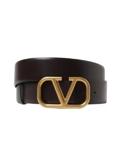 V Logo 40MM Leather Belt Brown - VALENTINO - BALAAN 2