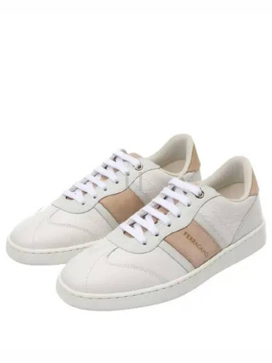 Logo Leather Low Top Sneakers Ivory - SALVATORE FERRAGAMO - BALAAN 2