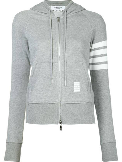 Engineered 4-Bar Stripe Loopback Jersey Knit Zip Up Hoodie Light Grey - THOM BROWNE - BALAAN 2