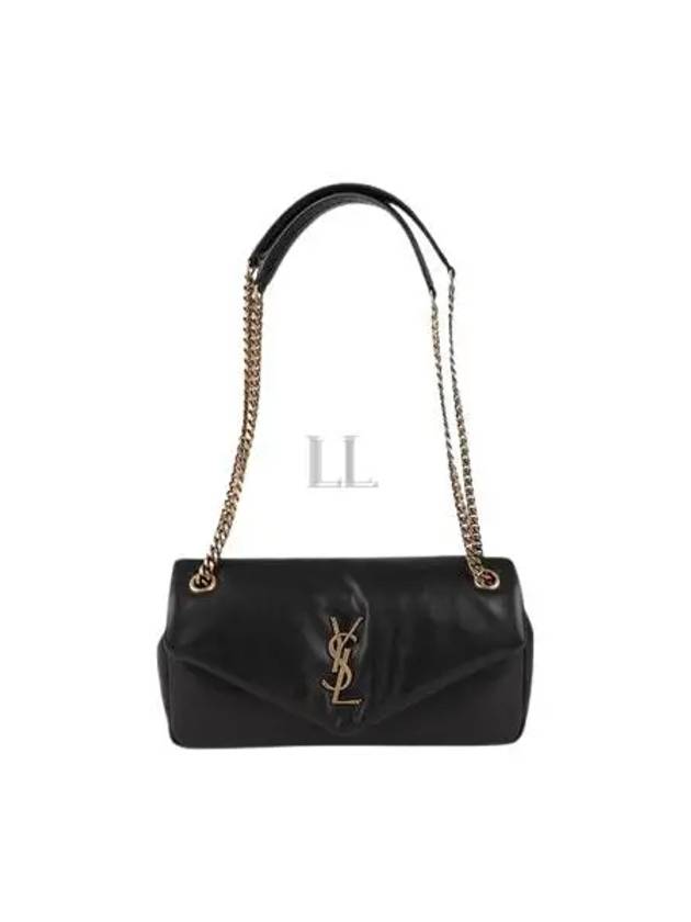 Calypso Small Plunged Lambskin Shoulder Bag Black - SAINT LAURENT - BALAAN 2