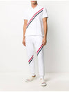 Three Stripes Diagonal Short Sleeve T-Shirt White - THOM BROWNE - BALAAN 3