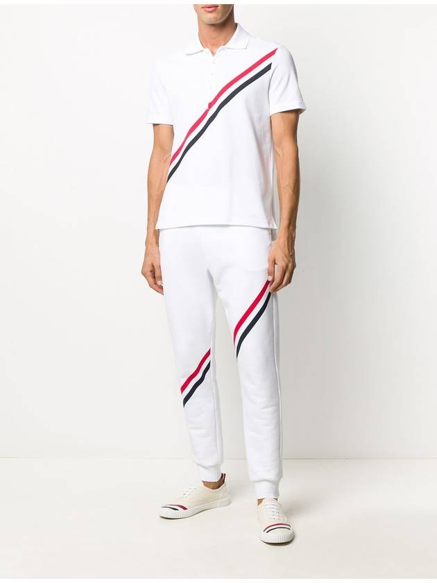 Three Stripes Diagonal Short Sleeve T-Shirt White - THOM BROWNE - BALAAN 3