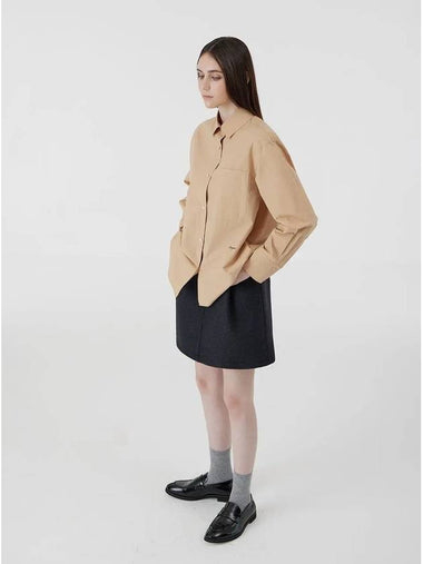 Signature Oversized Fit Bio Cotton Shirt Beige - VOYONN - BALAAN 1