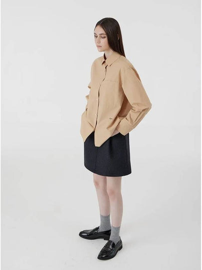 Signature Oversized Fit Bio Cotton Shirt Beige - VOYONN - BALAAN 2