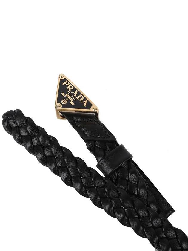 Triangle Logo Napa Leather Belt Black - PRADA - BALAAN 5