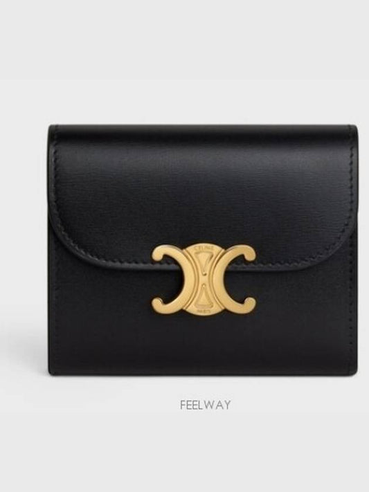 Shiny Triomphe Small Calfskin Half Wallet Black - CELINE - BALAAN 2