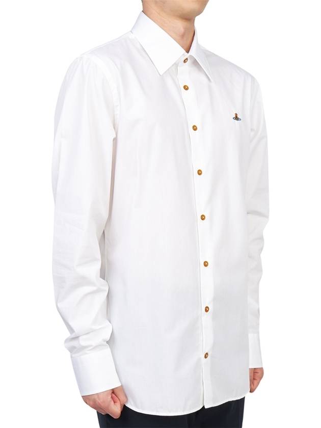 Men's Embroidered ORB Long Sleeve Shirt White - VIVIENNE WESTWOOD - BALAAN 4