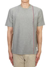 RWB Stripe Cotton Short Sleeve T-shirt Grey - THOM BROWNE - BALAAN 4