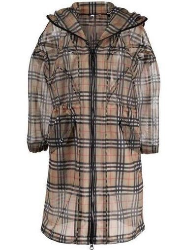 WoMen's Vintage Check Mesh Raincoat Archive Beige - BURBERRY - BALAAN 1