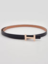 Women's H Rose Gold Buckle Focus Reversible Leather Strap Belt 13mm - HERMES - BALAAN 2