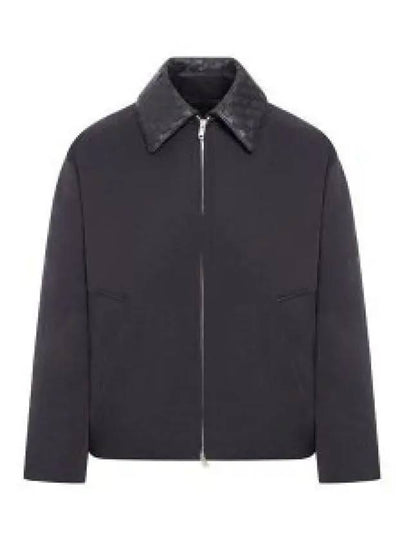 Intrecciato Leather Collar Tech Nylon Puffer Jacket Black - BOTTEGA VENETA - BALAAN 2