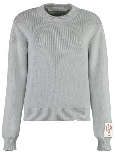 Crew Neck Distressed Knit Top Grey - GOLDEN GOOSE - BALAAN 2