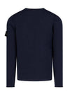 Compass Badge Ribbed Cotton Knit Top Navy - STONE ISLAND - BALAAN 3