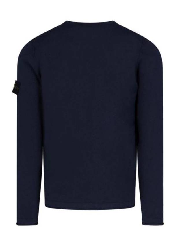 Compass Badge Ribbed Cotton Knit Top Navy - STONE ISLAND - BALAAN 3